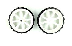 INVENTO 2pcs 110mm x 40mm Plastic Robotic Wheel Durable Rubber White Tire Wheel with metal collet for DC Geared Motor RC Car Robot