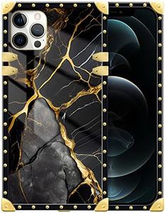 DAIZAG Case Compatible with for iPhone 15 Case Black Gold Natural Marble Pattern Phone Case Golden Square Shockproof Phone Case Gift Case for iPhone 15