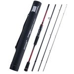 GOTURE Travel Fishing Rods 24T, 4 Piece Fishing Rod, Surf Casting/Spinning Rod,Ultralight Fishing Baitcasting Rod 6'6'' MH-C for Saltwater Trout, Bass, Walleye, Black and Red