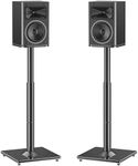 MOUNTUP Universal Speaker Stands Pair 28.3" to 37.4" Height Adjustable Floor Speaker Stands, Holds Bookshelf & Satellite Speaker Large Speaker, Up to 22LBS Cable Concealing 9.8" Plate Black MU9132-L