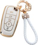 Snugfit Key fob Cover for Ford Edge Escape Expedition Explorer Fusion Mustang Ranger F-150 F-250 (White)