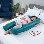 Wakefit Pregnancy Pillow for Pregnant Women | 3 Month Warranty | Maternity Pillow, Pregnancy Gifts for Women, Maternity Pillows for Pregnancy Sleeping, Diwali Gifts, Velvet Cover, U-Shape (Green)