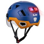 ILM Smart Adult Bike Helmet with Automatic G-Sensor Turn Signal & Brake Warning LED Light Control, Road Cycling Bicycle Helmets for Men Women E3-12LS Vacation Small Medium