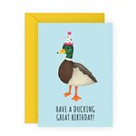 Funny Birthday Card For Men - 'Birthday Duck' - Uncle Birthday Card - Animal Pun - Comes with Fun Stickers - By Central 23 - Vegan Ink