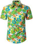 JOGAL Mens Flowers Hawaiian Shirts Short Sleeve Casual Button Down Beach Shirt Yellow Daisy XX-Large