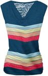 Zeagoo Women's Elegant Sleeveless V Neck Work Office Pleated Tank Top Shirt Rainbow Blue