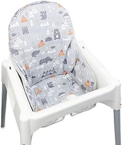 ZARPMA Cotton Seat Covers for IKEA Antilop Highchair,Cotton Surface and Cotton Padded,Forest Pattern Foldable Baby Highchair Cover for IKEA Child Chair Cushion (Grey Forest)