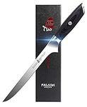 TUO Boning Knife 7 inch - Fillet Knife Flexible Kitchen Knife German HC Steel with Pakkawood Handle - Falcon Series with Gift Box