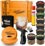 Whiskey Cocktail Smoker Kit with Torch & 8 Flavors Wood Chips - Premium USA Oak Smoker - Old Fashioned Smoker Kit - Bourbon Gifts for Men (with Butane)