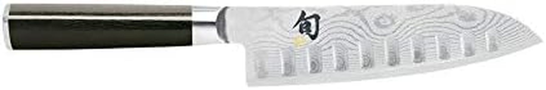 KAI Shun Classic Santoku 18 cm longitud de hoja con alveolos - Cuchillo de Damasco 32 capas núcleo VG MAX - 61 (±1) HRC - Mango de madera Pakka - Hecho en Japón - cuchillo de cocina japonés forjado