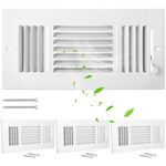 Wesiti 4 Pcs 10 x 4 Inch Ceiling Vent Covers for Home Ceiling Sidewall and Ceiling Vent Register 3 Way Vents for Sidewall Solid Steel Manual Adjuster Air Home Bathroom Toilet Office (White)