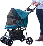 Pet Gear No-Zip Happy Trails Lite Pet Stroller for Cats/Dogs, Zipperless Entry, Easy Fold with Removable Liner, Safety Tether, Storage Basket + Cup Holder, 4 Colors, New Juniper