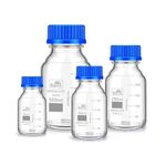 Bello Borosilicate Glass 3.3 Measuring Reagent Bottle 50ml, 100ml, 250ml & 500ml With blue Screw Cap lab, Pack of 4 for laboratory and professional use