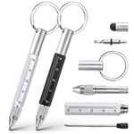 Vicloon Multi Tool Pen, 6 in 1 Multitools Gadgets for Men Dad, Grandad Gifts Include Ballpoint Pen, Touchscreen Stylus, Ruler, Key Chain, Flat and Phillips Screwdriver Dad Gifts (Black+Silver)