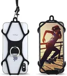 Gear Beast ﻿﻿Cell Phone Lanyard, Silicone Smartphone Holder Case and Neck Strap Compatible with Most Phones, Black