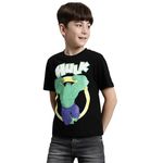 Kidsville Hulk Printed Regular Fit Black Cotton Boy's T-Shirt