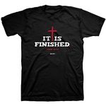 Kerusso It Is Finished Cross Black Cotton Crew Neck T-Shirt, Small, Black, Large