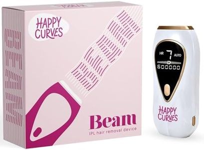 HAPPY CURVES Beam IPL Laser Hair Removal Device - At-Home Permanent Body Hair Removal for Women, Skin-Sensing, LCD Display, Includes UV Sunglasses & Razor