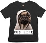 Pug Life Funny Kid's T-shirt Gangsta Parody Hipster Humor Dog Pet Boys Girls Tee, Black, Medium