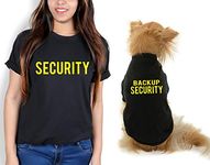 The Tee Shop Pet & Parent Matching Pair-up Cool Funny Quote Printed T-Shirt for Dog Cat Owners | Security & Backup Security (Human - M, Pet - XL)