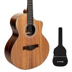 Kadence Guitar Acoustica Series (Grand Auditorium body) Semi Acoustic Zebra Wood Guitar with EQ, Padded bag and Learning Course - Light Brown (A05EQN)