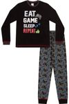 ThePyjamaFactory Boys Eat Game Sleep Controller Long Pyjamas, Black, 14-15 Years