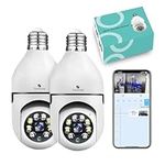 Taishixing 2PCS Smart WiFi Camera, E27 Panoramic IP Camera 1080P 2.4G/5.0G Wireless Light Bulb Camera WiFi Outdoor 360 Degree,with Motion Detection, Two-Way Audio，Free Cloud Storage