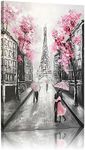 YPY Abstract Paris Canvas Wall Art: Pink and Grey Room Decor for Teen Girls Black White Artwork Eiffel Tower Picture Print Painting Paris Decor for Bedroom Bathroom 10" x 15"