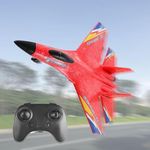 LEMONET 2.4GHz 2CH Remote Control Airplane RC Glider for Beginner Adult Kids, Easy to Fly EPP Foam RC Aircraft Fighter with LED Light (Multicolor)