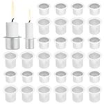 PH PandaHall 40pcs Mini Metal Candle Inserts Candlestick Holder Cup Aluminum Metal Candle Cups Drip Protectors Catchers for Chime Wax Dripping Wood Table Taper Candle Ramadan Valentine 0.47/0.79 inch