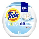 Tide Pods Detergent Pacs Free and Gentle He Turbo 81 Load Bath