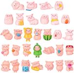 Maitys 31 Pieces Cute Pink Piggy Miniature Figurines Toys Pig Decor Toy Figurine Waterproof Tiny Party Decorations Mini Resin Garden for Cake Toppers Moss Landscape DIY Terrarium Crafts