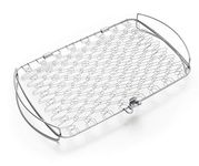 Weber Fish & Vegetable Holder/Basket - Large (46 x 28cm), made of Stainless Steel, Ideal for BBQ/Grilling delicate food, easy turning on the Grill, dishwasher safe - Silver (6471)