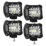 LED Pods, AAIWA 4 Inch 60W LED Light Bar, 4PCS Spot Flood Combo Off Road Light Triple Row LED Work Light 6000LM Driving Fog Lamps for Pickup Truck Jeep ATV UTV SUV Boat Light