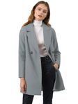 Allegra K Women's Notched Lapel Double Breasted Raglan Winter Coats, Grey Blue, X-Small