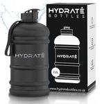 HYDRATE XL Jug 2.2 Litre Water Bottle - BPA Free with Handle and Flip Cap for Daily Use - Hydration Bottle for Active Lifestyles - Reliable Water Bottle for Gym, Travel, and Outdoor Use (Matte Black)