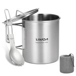 Lixada Camping Cup Pot,750ml Stainless Steel Water Cup Mug with Foldable Handles and Lid for Outdoor Camping Hiking Backpacking