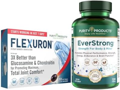 Purity Products Bundle - Flexuron Joint Formula + EverStrong Tablets - Flexuron - Krill Oil, Hyaluronic Acid + Astaxanthin - EverStrong- Muscle Matrix Blend w/Creatine, Coffee Fruit Extract + More
