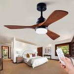 BOOMJOY 42'' Ceiling Fans with Lights and Remote Control, 6 Speed Quiet Reversible DC Motor, 3 Blades Wood Indoor Outdoor Ceiling Fan with Light for Living Room Bedroom Study Office