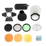 Godox AK-R1 Barn Door, Snoot, Color Filter, Reflector, Honeycomb, Diffuser Ball Kits for Godox H200R Round Flash Head, AD200 Accessories