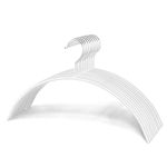 Clothes Hangers - 10 Pack, White - Solid Premium Steel Iron Clothing & Sweater Hangers - Non-Slip No Shoulder Bumps with Grippy Coating - Sleek, Slim & Rounded - Space Saving Solution - by Zoe Deco