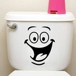 Smiley Face Toilet Sticker | Funny Cheerful Bathroom Stickers | Funny Toilet Seat Sticker | Waterproof Smiley Face Wall Art Vinyl Decal for Toilet Seat, Toilet Lid, Bathroom, WC, Kids Room