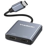 Viagkiki USB C to Dual HDMI Adapter 8K 4K, Dual HDMI Monitor Adapter, Support Single 8K@30Hz, Dual 4K@60Hz, Compatible for MacBook Pro/Air, Dell XPS 13/15, Lenovo Yoga