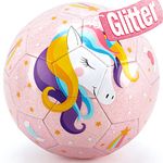 hahaland Kids Soccer Ball Size 3 - with Hand Pump & Mesh Bag - Glitter Unicorn Toddler Soccer Balls for Kids 4-6 for Age 3+