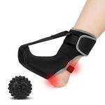 Plantar Fasciitis Night Splint Sock for Men Women, Adjustable Foot Brace for Pain Relief, Achilles Tendonitis, Heel Spurs, Foot Drop & Flat Arch, Includes Massage Ball for Stretching & Recovery (Black, Medium)