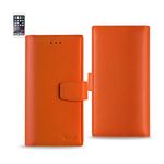 Reiko Hidden Wallet Genuine Leather Case with RFID Shielded Card Slots for iPhone 6/6S 4.7" - Retail Packaging - Tangerine