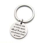 Best Friends Keychain Side by Side Or Miles Apart Best Friends Close at Heart Friendship Gifts Stainless Steel Keychain Key Ring