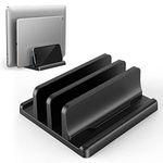 Vertical Laptop Stand for Desk, Klearlook Laptop Holder with Adjustable Slots, 4 in 1 Space-Saving Stand, Portable Notebook Stand for All MacBook, HP, Dell, Surface,iPad Up to 17.3"-Black