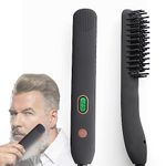 BenRich Beard Straightener, Anti-Scald Beard Straightening Comb, Ceramic & Ionic Heated Hair Straightener Brush for Men, Adjustable Temperatures LCD Display ℉/ ℃, Great Gifts for Men