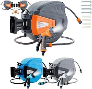 Arebos Schlauchaufroller | 30 m Schlauchtrommel | Wand-Schlauchbox mit Arretierstop & 9 Sprühunktionen |180° Schwenkbar | Inkl.Wandhalterung | Automatischer Aufrollmechanismus Gartenschlauch | Orange